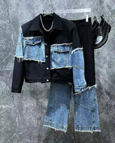 Men's Two-Piece Denim Set: Casual Streetwear Jacket & Jeans Outfit